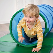 IKEA Çocuk Oyun Tüneli, Mavi-Yeşil Renk 126 Cm,katlanabilir Çocuk Oyun Aktivitesi Katlanır Oyun Tüneli