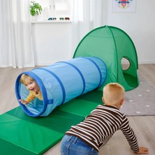 IKEA Çocuk Oyun Tüneli, Mavi-Yeşil Renk 126 Cm,katlanabilir Çocuk Oyun Aktivitesi Katlanır Oyun Tüneli