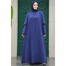 Neva Style Kolları Detaylı İndigo Mavisi Tesettür Ferace 10091IM