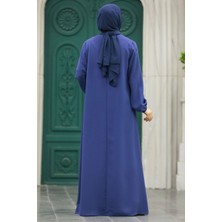 Neva Style Fermuarlı Indigo Mavisi Tesettür Ferace 10533IM