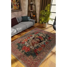 Homshtag Frida Kahlo,Modern Çiçek Desenli Art Deco Vintage Halı,Çok Renkli Maksimalist Halı