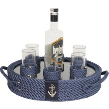 Tienda By Jale Rakı Bardaklı Tepsi – Marin Tarz Yat & Tekne Sunum Ürünü