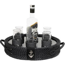Tienda By Jale Rakı Bardaklı Tepsi – Marin Tarz Yat & Tekne Sunum Ürünü