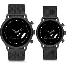 Stony Siyah Love El Yazısı Çift Kol Sevgili Saati