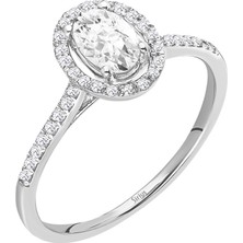 Sirius Pırlanta Pırlanta ve Oval Beyaz Topaz Taşlı Arusha Yüzük 0423R0212