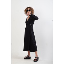 Zelish My Sister Beli Kuşaklı Kruvaze Elbise