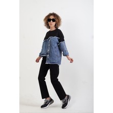 Zelish My Sister Siyah Paçası Dikişsiz Mom Fit Jean Pantolon