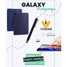 Ivoomi Samsung Galaxy Tab S6 Lite P610 Kalem Bölmeli  Kılıf S6 Trifolding + Kırılmaz Cam & Kalem Hediye