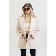 olafre Kaşe Oversize Kısa Kaban, Kısa Krem Ceket, Blazer Kalın Ceket,