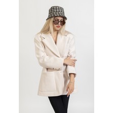 olafre Kaşe Oversize Kısa Kaban, Kısa Krem Ceket, Blazer Kalın Ceket,