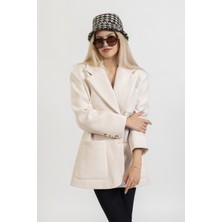 olafre Kaşe Oversize Kısa Kaban, Kısa Krem Ceket, Blazer Kalın Ceket,
