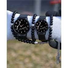 Stony Çift Saatleri Sevgili Kadın Erkek  Bileklik Hediyeli Siyah Hasır Kordon Kemal Atatürk Imzalı