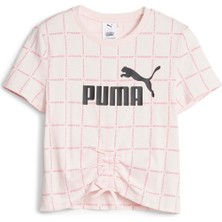 Puma Pembe Kız Çocuk Bisiklet Yaka Kısa Kollu Düz T-Shirt 67758624 Puma x Spongebob Aop Tee