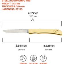 Kam Knife El Yapımı Kılıflı Sırttan Kilitli Pirinç Çakı - Outoukumpu 4116 Çelik - PR77 4116 Pirinç