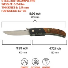 Kam Knife El Yapımı Kılıflı Içten Kilitli Çakı - Outokumpu 4116 Çelik - Koç 4116 Kök Ceviz Siyah