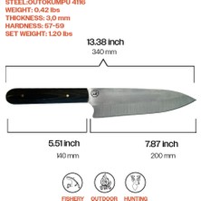 Kam Knife El Yapımı Şef Bıçağı ve Kesme Tahtası - Outokumpu 4116 Çelik