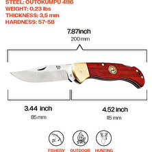 Kam Knife El Yapımı Kılıflı Sırttan Kilitli Çakı - Outokumpu 4116 Çelik - K10 4116 Paduk Kızıl Siyah