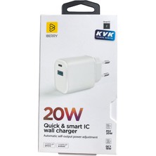 iBerry 20W Type-C ve USB Girişli Şarj Başlığı