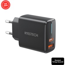 Rosstech 20W Pd Hızlı Şarj Adaptörü + Usb-C To Lightning LED Hızlı Şarj Kablosu Seti