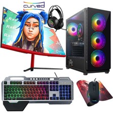 Turbox TX4545 Amd Ryzen 5 4500 6 Çekirdek 32GB Ddr4 1tb Nvme 4gb RX560 23.6 Curved Freedos Oyuncu Masaüstü Bilgisayar