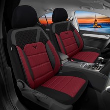 Minderland K1 - Seat Ateca ile Uyumlu Koltuk Kılıfı, Tam Takım/bordo-Siyah