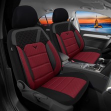 Minderland K1 - Renault 19 ile Uyumlu Koltuk Kılıfı, Tam Takım/bordo-Siyah