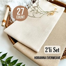 Hobianna Evenweave 27CT Nakış Kumaş 2’li Set -Kahve Kokusu