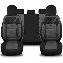 Minderland K1 - Fiat Tipo ile Uyumlu Koltuk Kılıfı, Tam Takım/gri-Siyah