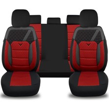 Minderland K1 - Volkswagen T-Cross ile Uyumlu Koltuk Kılıfı, Tam Takım/kırmızı-Siyah