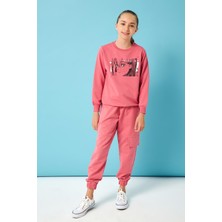 Perendi City Of Baskılı Kız Çocuk Sweatshirt Gül Kurusu
