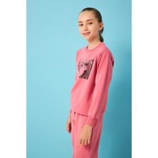 Perendi City Of Baskılı Kız Çocuk Sweatshirt Gül Kurusu