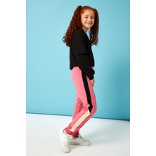 Perendi Think Positive Nakış Detaylı Kız Çocuk Sweatshirt Siyah