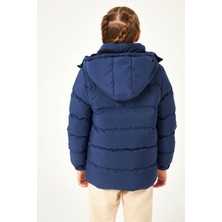 Perendi Cep Detaylı Kapüşonlu Unisex Çocuk Mont Indigo