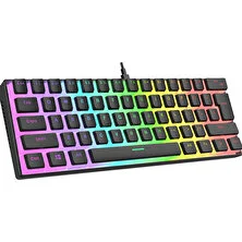 Rampage Radiant K11 Mekanik Klavye Type-C Bağlantı Siyah Rgb Puding Tuş Blue Switch Us Gaming Oyuncu Klavye