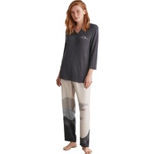 Nautica Kadın Yumuşak Dokulu Uzun Kollu Lacivert Pijama Takımı W604