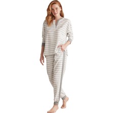 Nautica Kadın Yumuşak Dokulu Uzun Kollu Gri Pijama Takımı