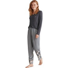 Nautica Kadın Lux Mood Uzun Kollu Indigo Pijama Takımı