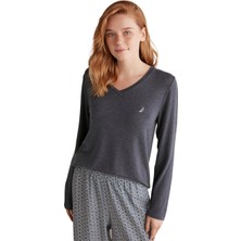 Nautica Kadın Lux Mood Uzun Kollu Indigo Pijama Takımı