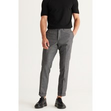 ALTINYILDIZ CLASSICS Erkek Gri Slim Fit Dar Kesim Desenli Beli Lastikli Esnek Klasik Kumaş Pantolon