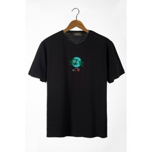 Terapi Men Unisex Siyah Bisiklet Yaka Önü Dünya Baskılı Oversize T-Shirt 22Y-3400762-65