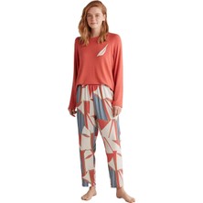 Nautica Kadın Comfort Mood Uzun Kollu Kremit Pijama Takımı