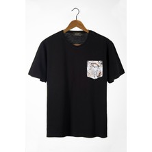 Terapi Men Erkek Siyah Bisiklet Yaka Cepli Oversize T-Shirt 22Y-3400762-22