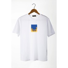 Terapi Men Unisex Beyaz Bisiklet Yaka Önü Ducks Baskılı Oversize T-Shirt 22Y-3400762-66