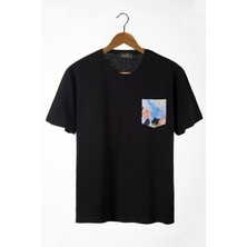Terapi Men Erkek Siyah Bisiklet Yaka Cepli Oversize T-Shirt 22Y-3400762-33