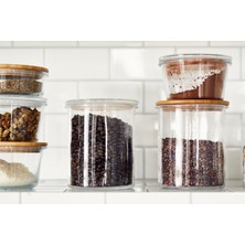 IKEA Kapaklı Cam Saklama Kabı, Cam-Bambu, 1,7 Lt,  365+