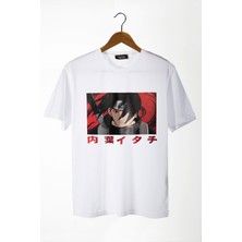 Terapi Men Unisex Beyaz Bisiklet Yaka Önü Anime Baskılı Oversize T-Shirt 22Y-3400762-64-2