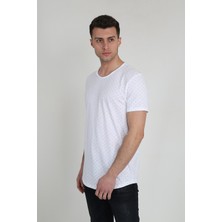 Terapi Men Erkek Bisiklet Yaka Nokta Desenli T-Shirt 21Y-3400747-01 Beyaz