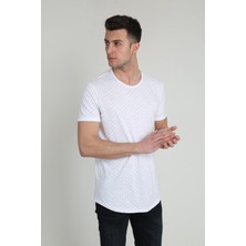 Terapi Men Erkek Bisiklet Yaka Nokta Desenli T-Shirt 21Y-3400747-01 Beyaz
