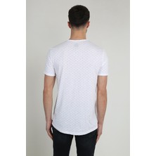 Terapi Men Erkek Bisiklet Yaka Nokta Desenli T-Shirt 21Y-3400747-01 Beyaz