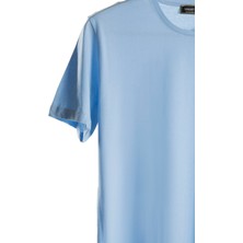 Terapi Men Erkek Açık Mavi Bisiklet Yaka Oversize Rahat Kalıp Basic T-Shirt 22Y-3400761-EK1
